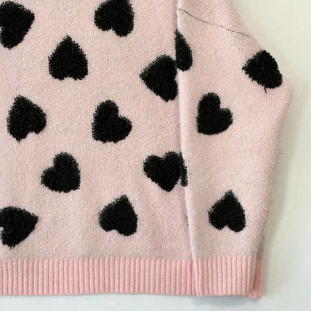 Torrid Sweater Women’s Plus 2X Oversized Baggy Pink Hearts Soft Comfy Snuggly
